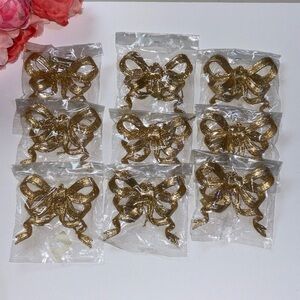 Gold Ribbon Ornament Roman Inc Gold Ornament 9 NEW GOLD GLITTER BOW ORNAMENTS